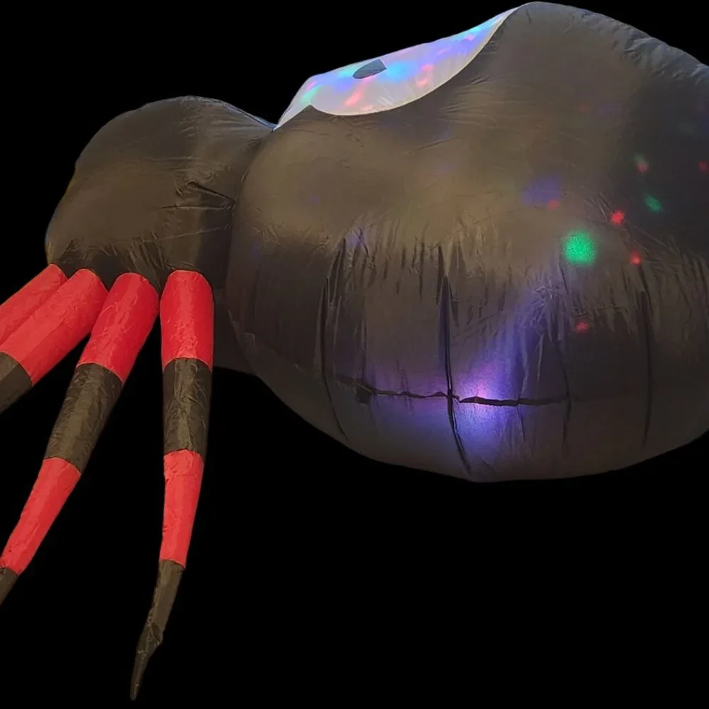 12-Foot Giant Inflatable Spider with White LED Lights - Halloween Blow Up Decor